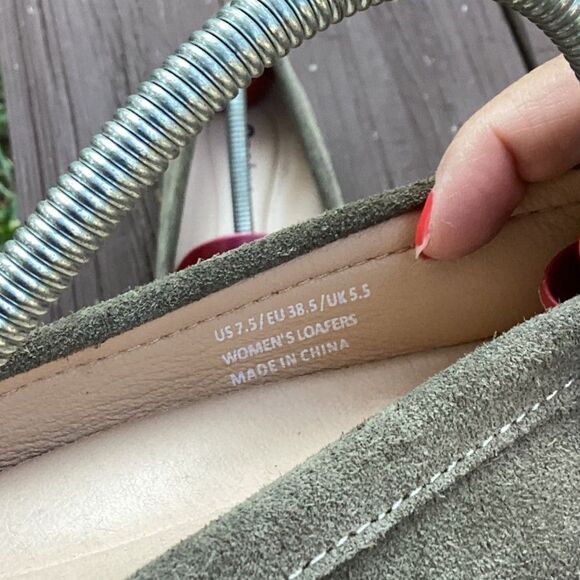 Osslue Olive Green Suede Leather Loafers Driving Moccasins Slip On Casual Shoes - Picture 5 of 5